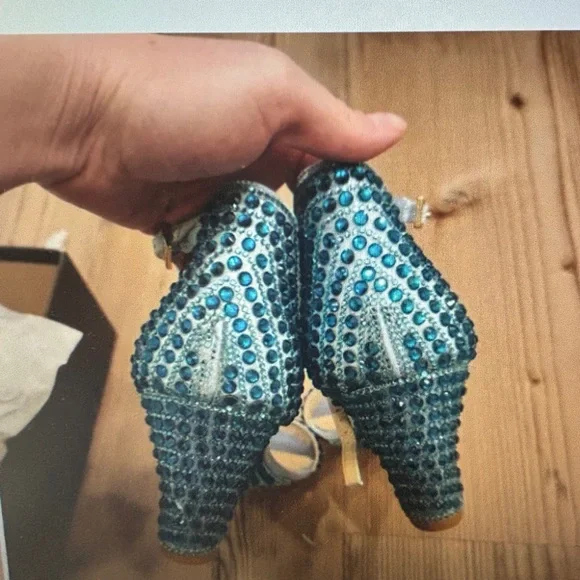 Betsy Johnson NWT - Size 7.5 Elegant Debie Bejeweled Strap Wedge - Picture 11 of 14